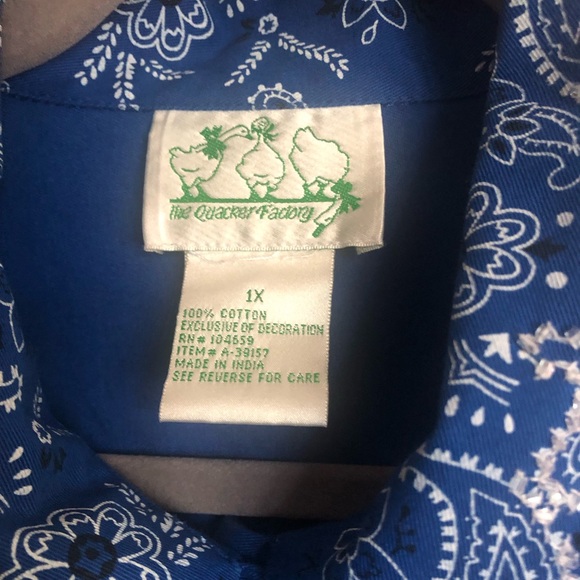 WORN ONCE! ROYAL BLUE ‘QUACKER FACTORY’ BANDANA EMBELLISHED JEAN JACKET SIZE 1X - Picture 4 of 4